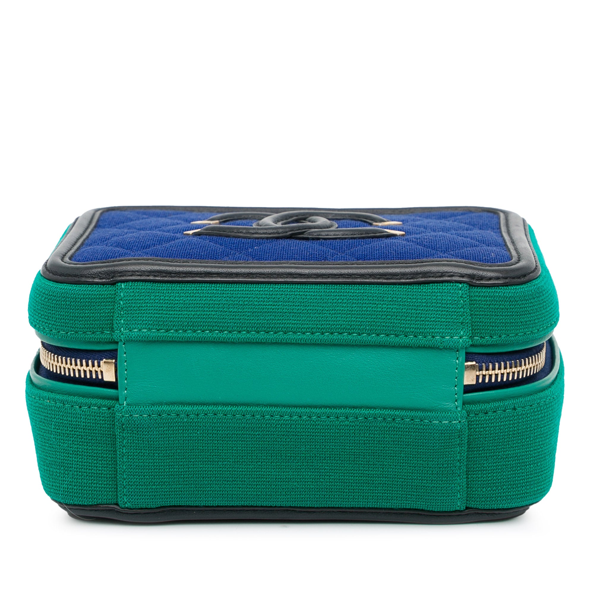 Chanel | Pre-Owned Small Jersey CC Filigree Vanity Case | BlueGreen