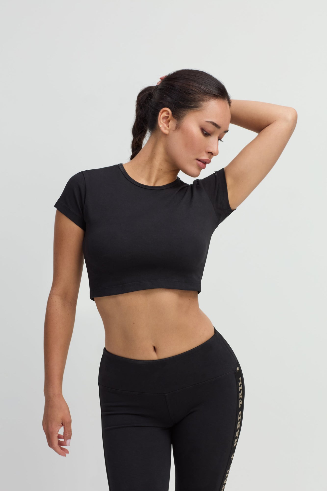 Women | Logo Flat Waist Crop Legging | Black