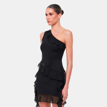 OW Collection Harper Asymmetric Top | Black Caviar