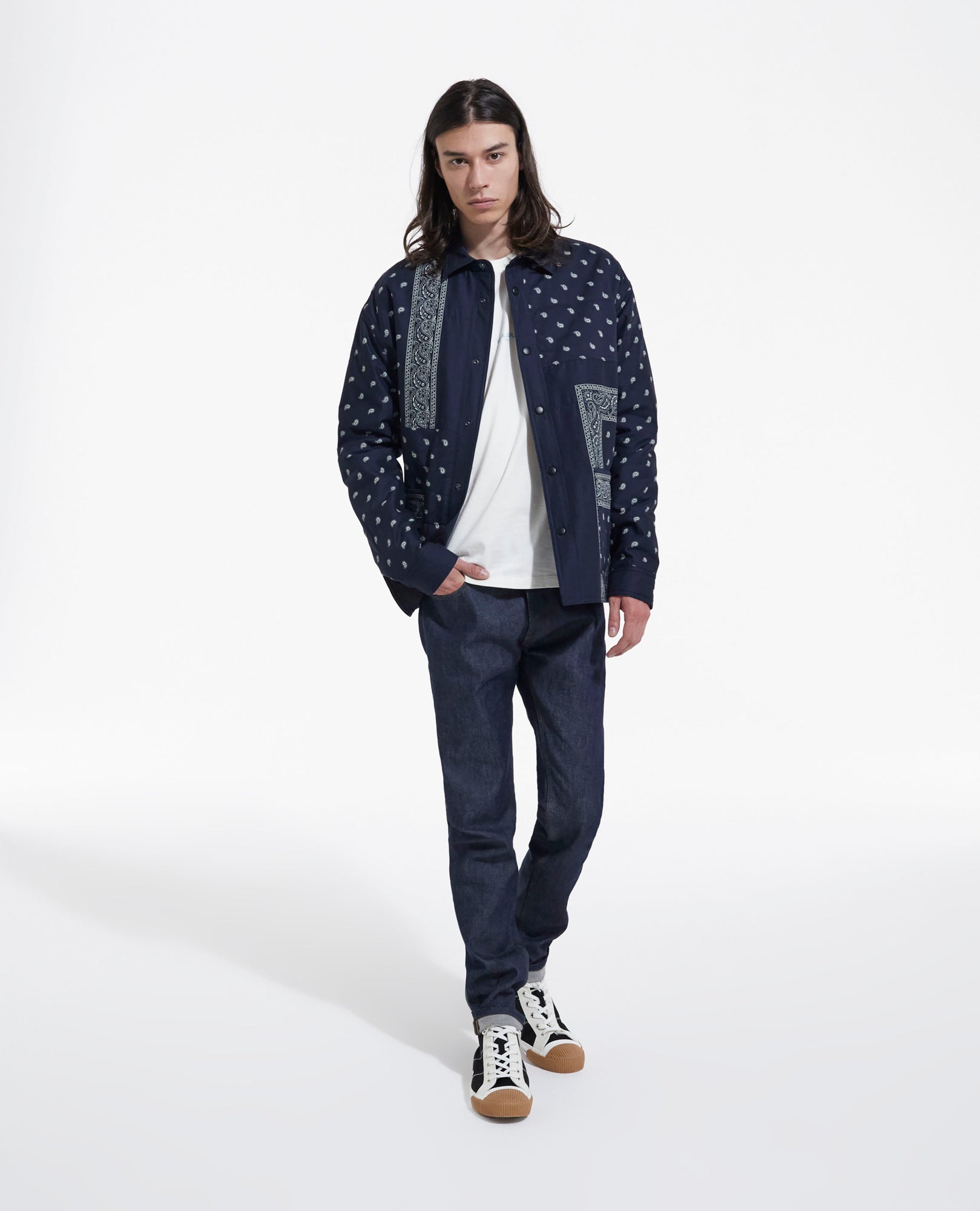 Quilted Jacket | Men | Navy Ecru