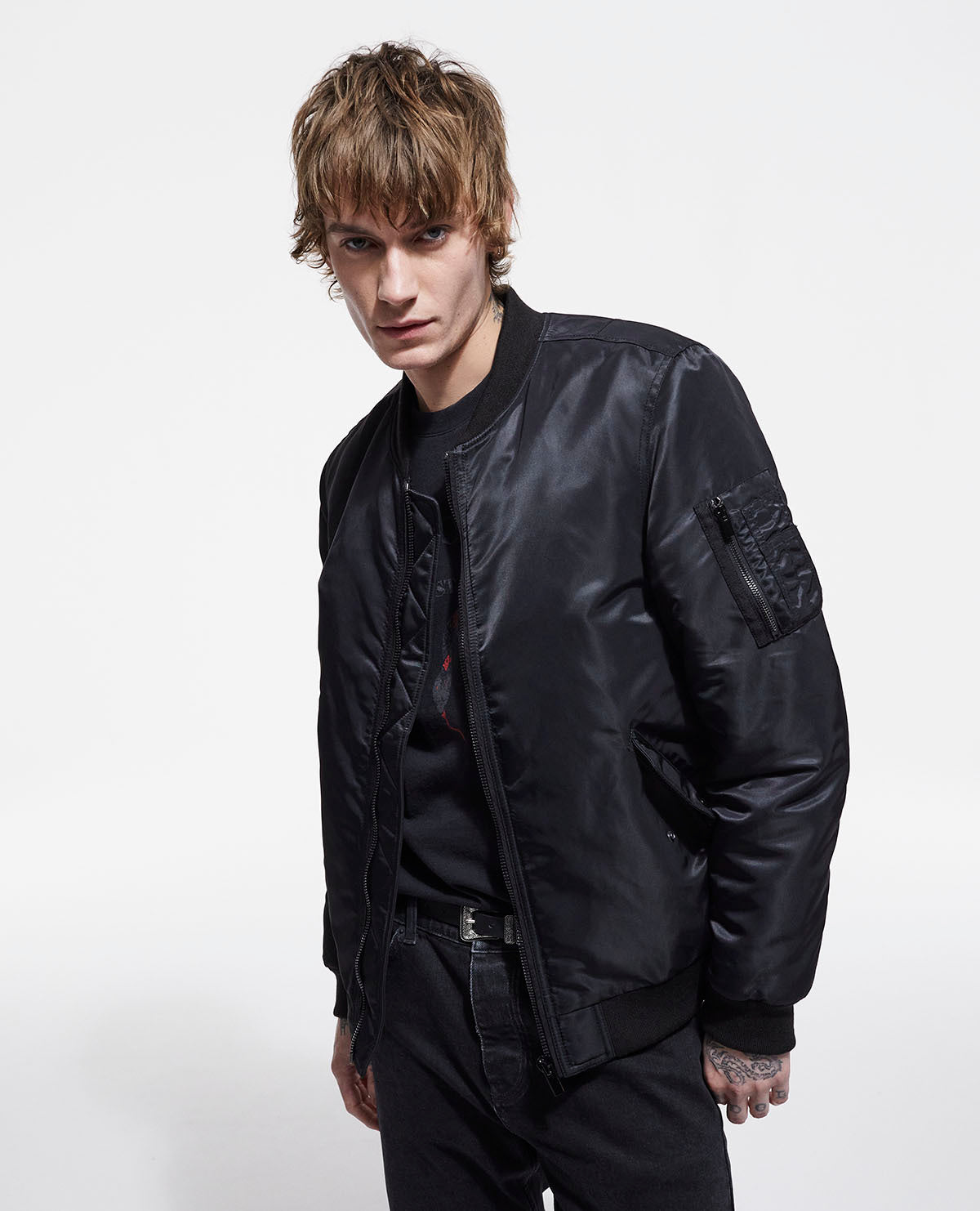 Bomber Jacket With Leopard Lining | Men | Black