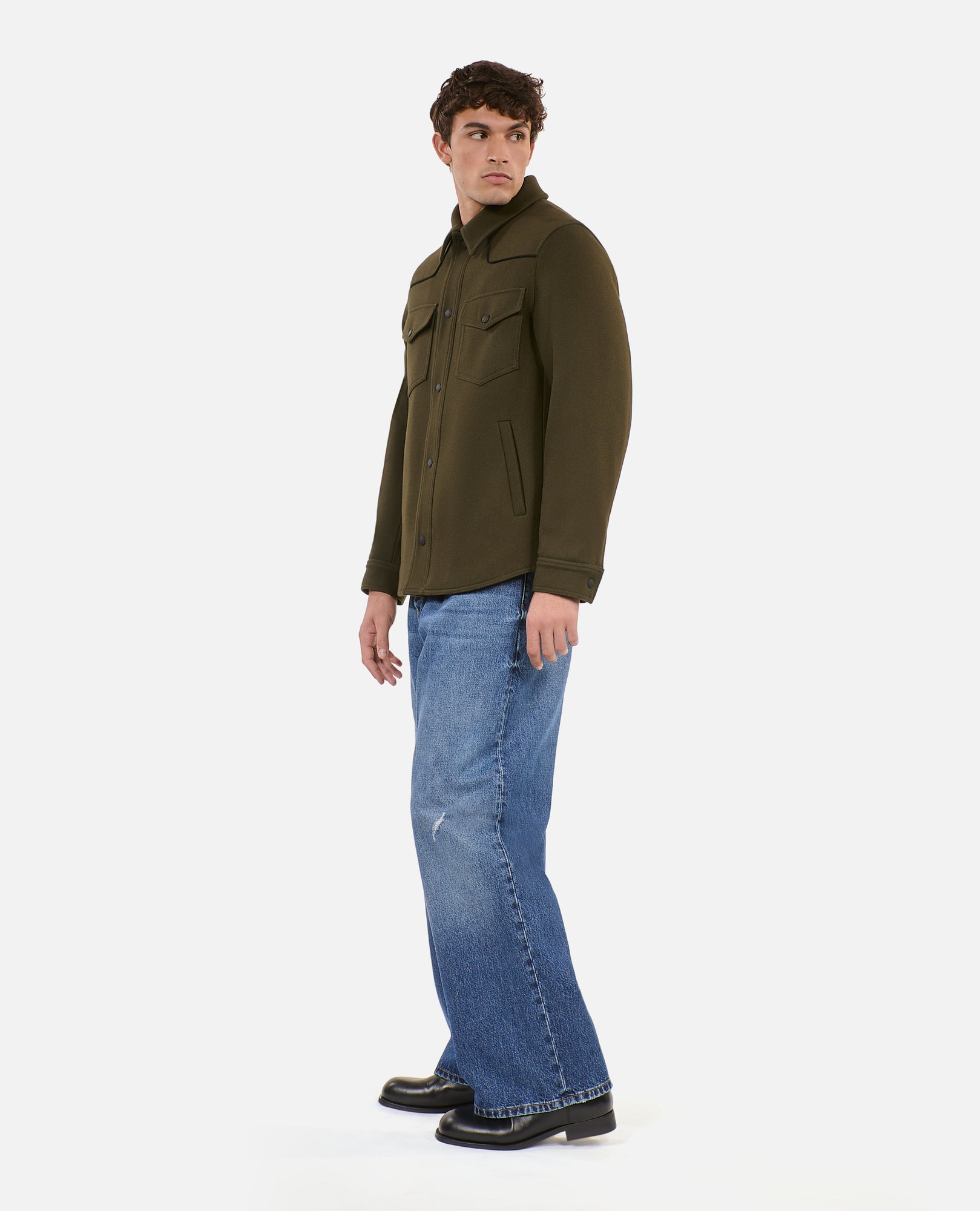 Overshirt-Style Jacket | Men | Khaki