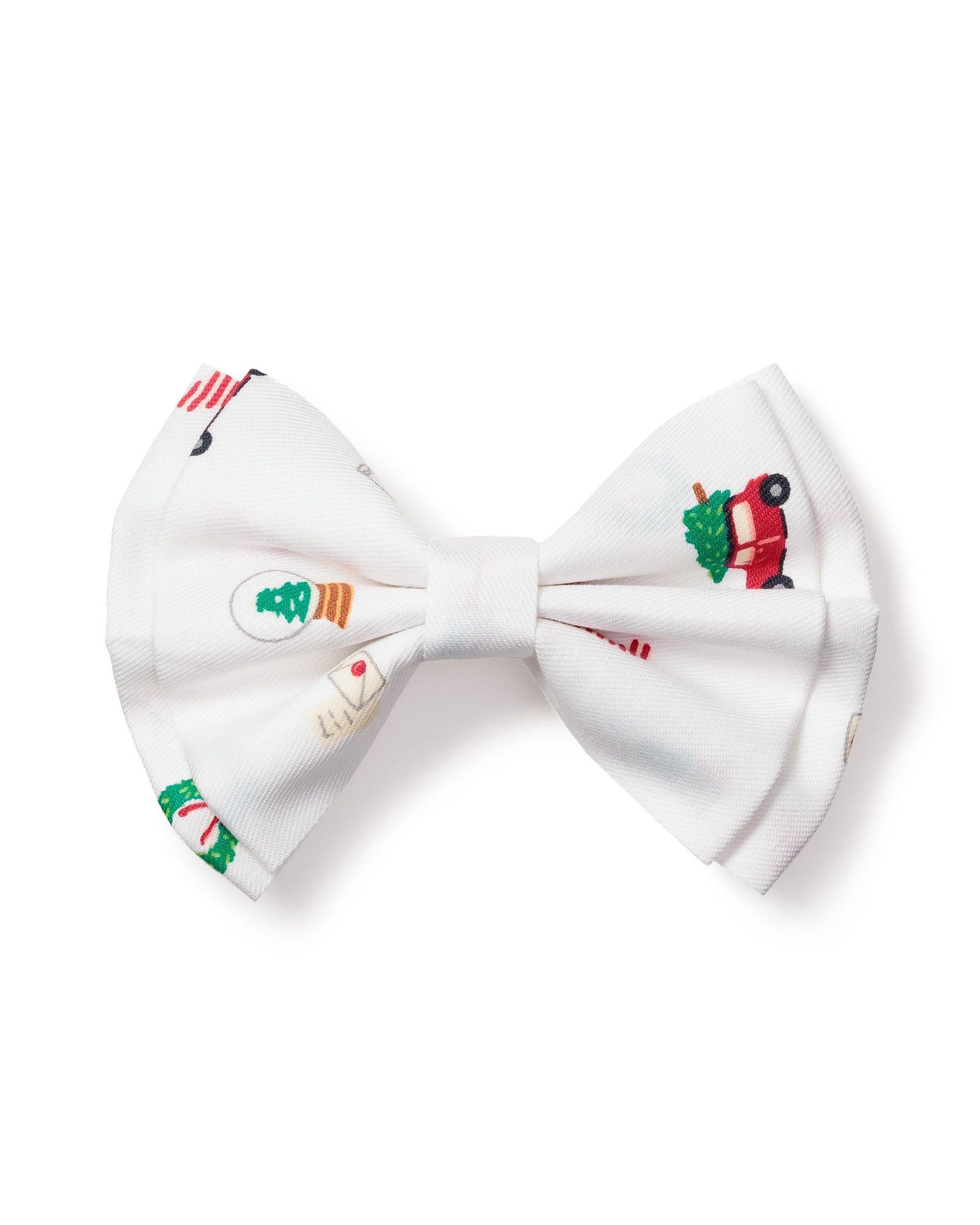 The Petite Plume Girls Hair Bows in Winter Nostalgia feature charming Christmas-themed motifs, making them perfect as a festive stocking stuffer or thoughtful holiday gift.