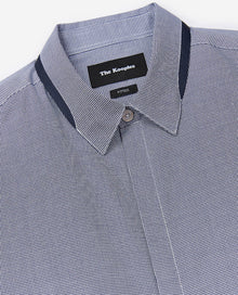 Cotton Shirt With Houndstooth Micro-Pattern | Men | Blue White