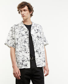 Floral Cotton Shirt | Men | White x Black