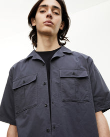 Charcoal Gray Cotton Shirt With Pockets | Men | Dark Grey