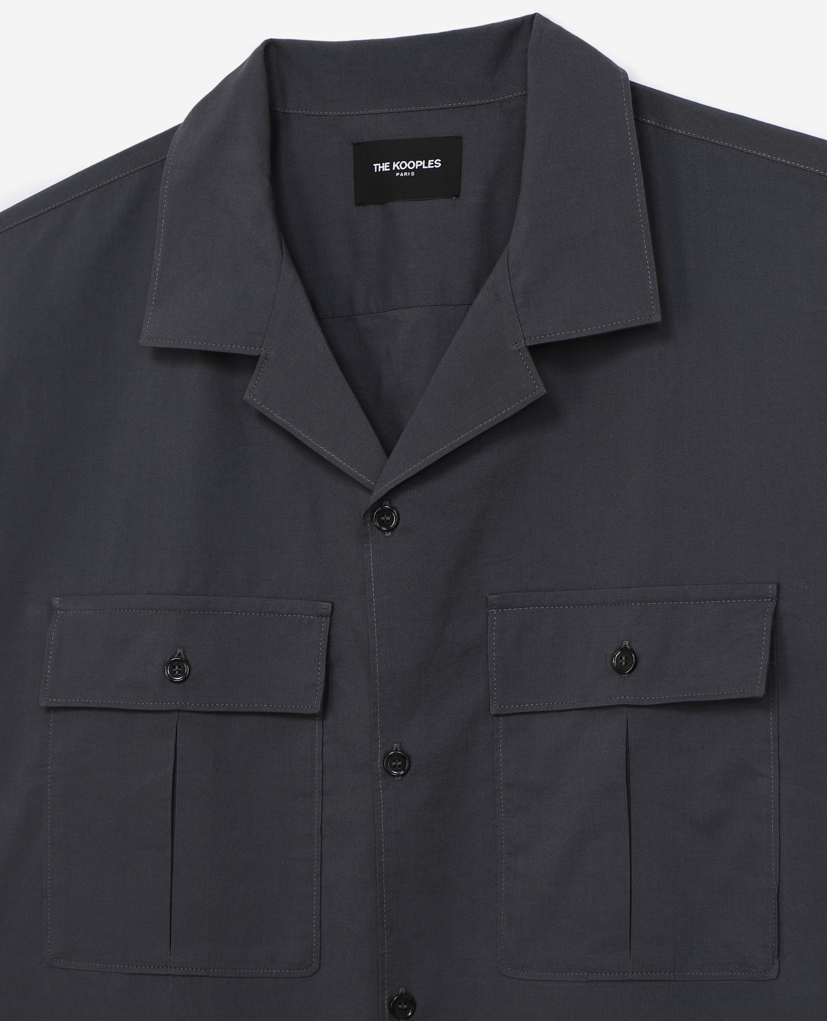 Charcoal Gray Cotton Shirt With Pockets | Men | Dark Grey