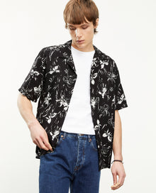 Flowing Floral Shirt With Short Sleeves | Men | Black x White