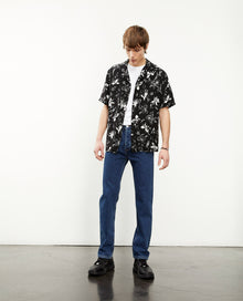 Flowing Floral Shirt With Short Sleeves | Men | Black x White