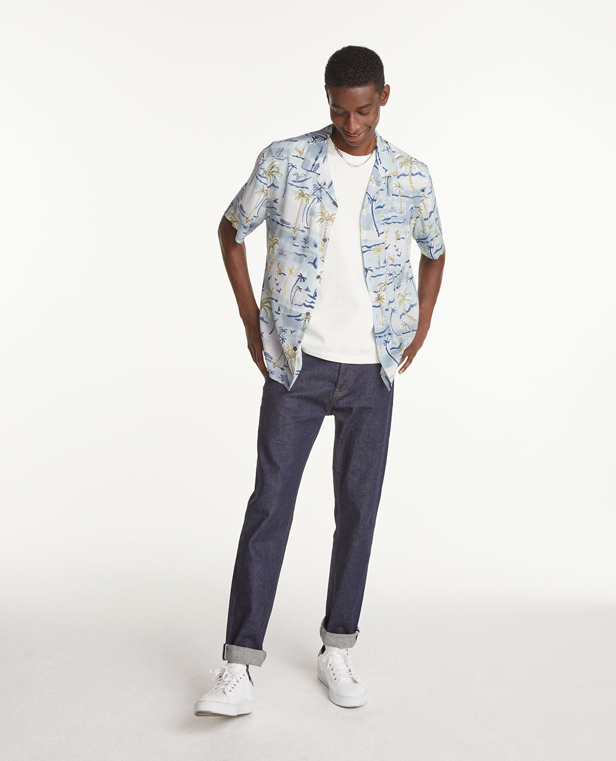 Flowing Shirt With Hawaiian Print | Men | Blue