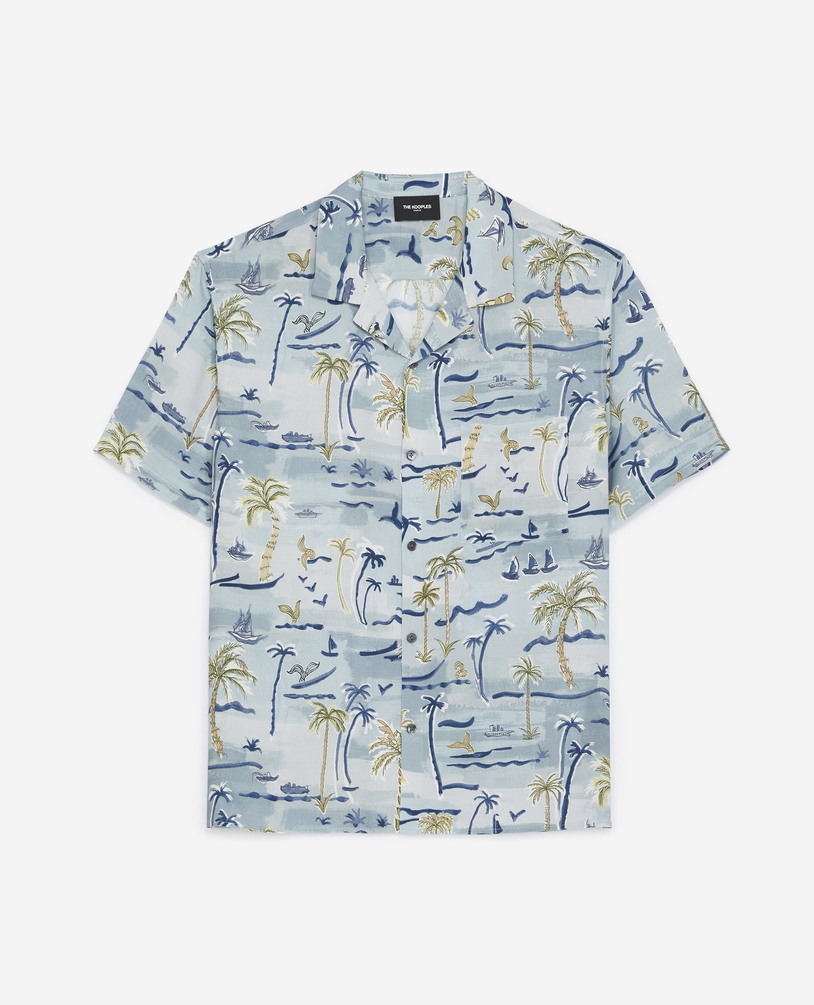 Flowing Shirt With Hawaiian Print | Men | Blue