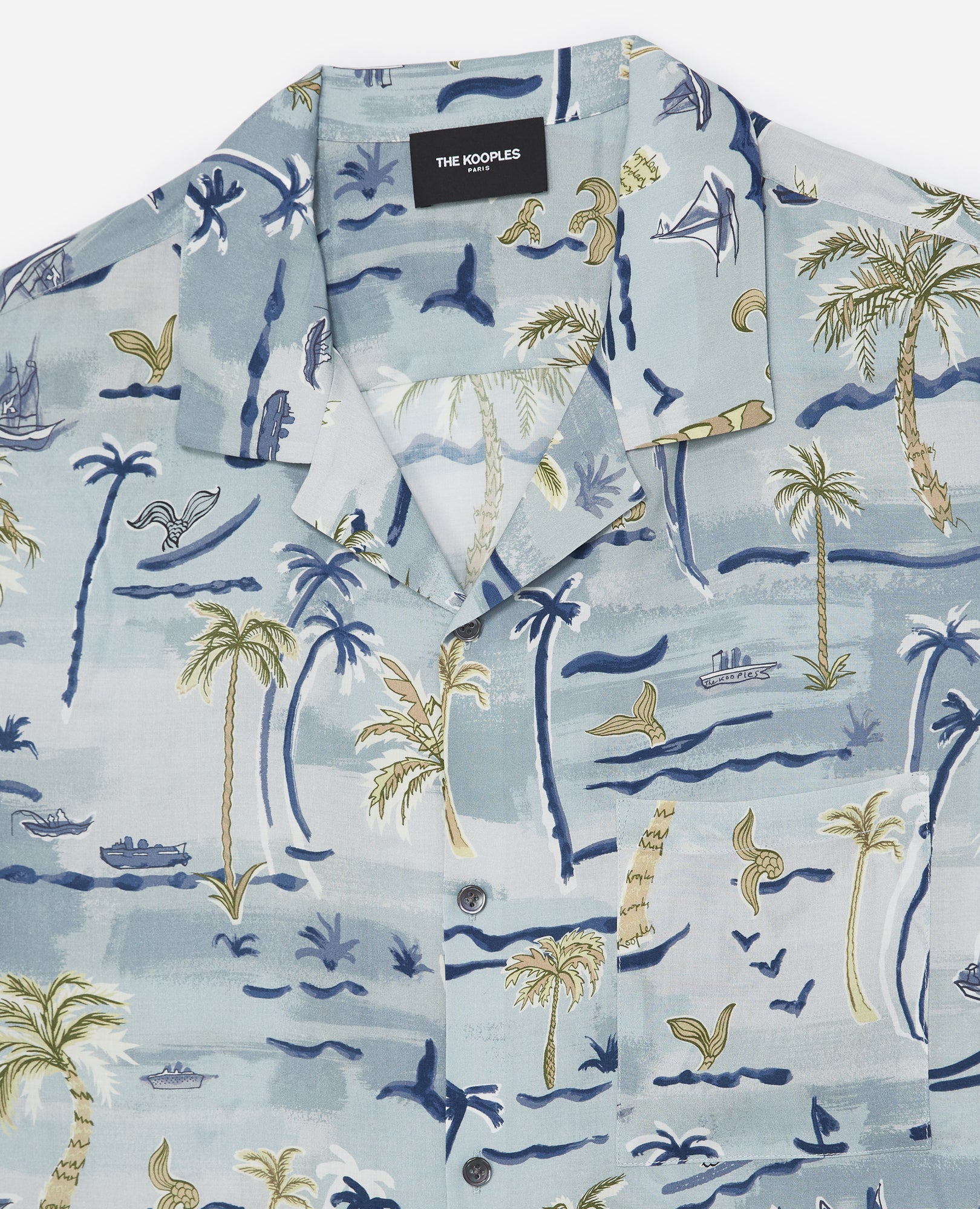 Flowing Shirt With Hawaiian Print | Men | Blue