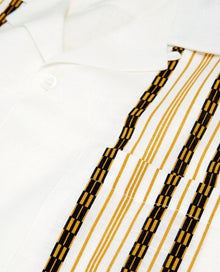 Patterned Cotton Shirt With Vertical Stripes | Men | White x Yellow