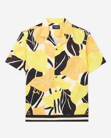 Cotton Shirt With Hibiscus Print | Men | Yellow Black