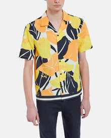 Cotton Shirt With Hibiscus Print | Men | Yellow Black