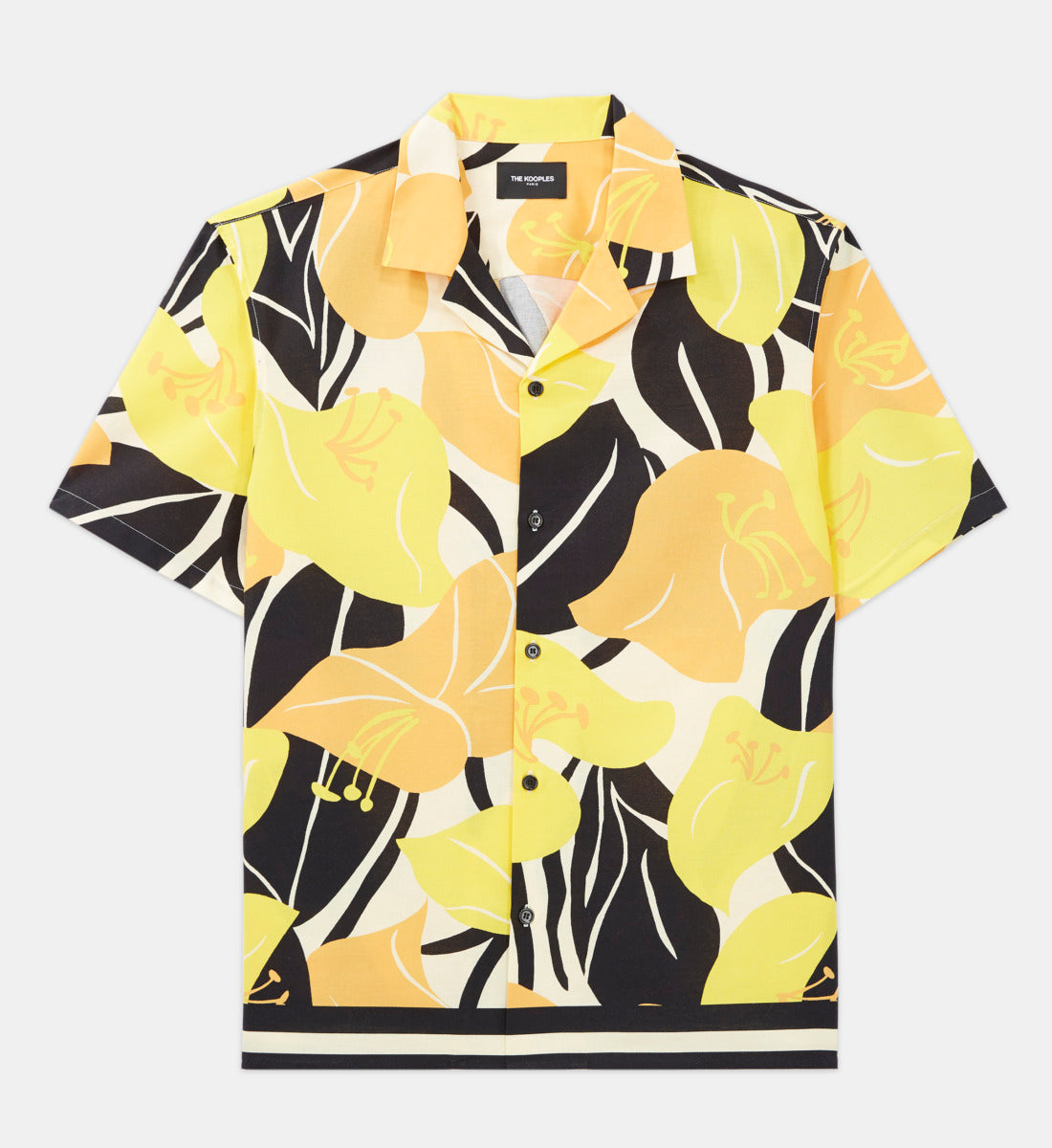 Cotton Shirt With Hibiscus Print | Men | Yellow Black