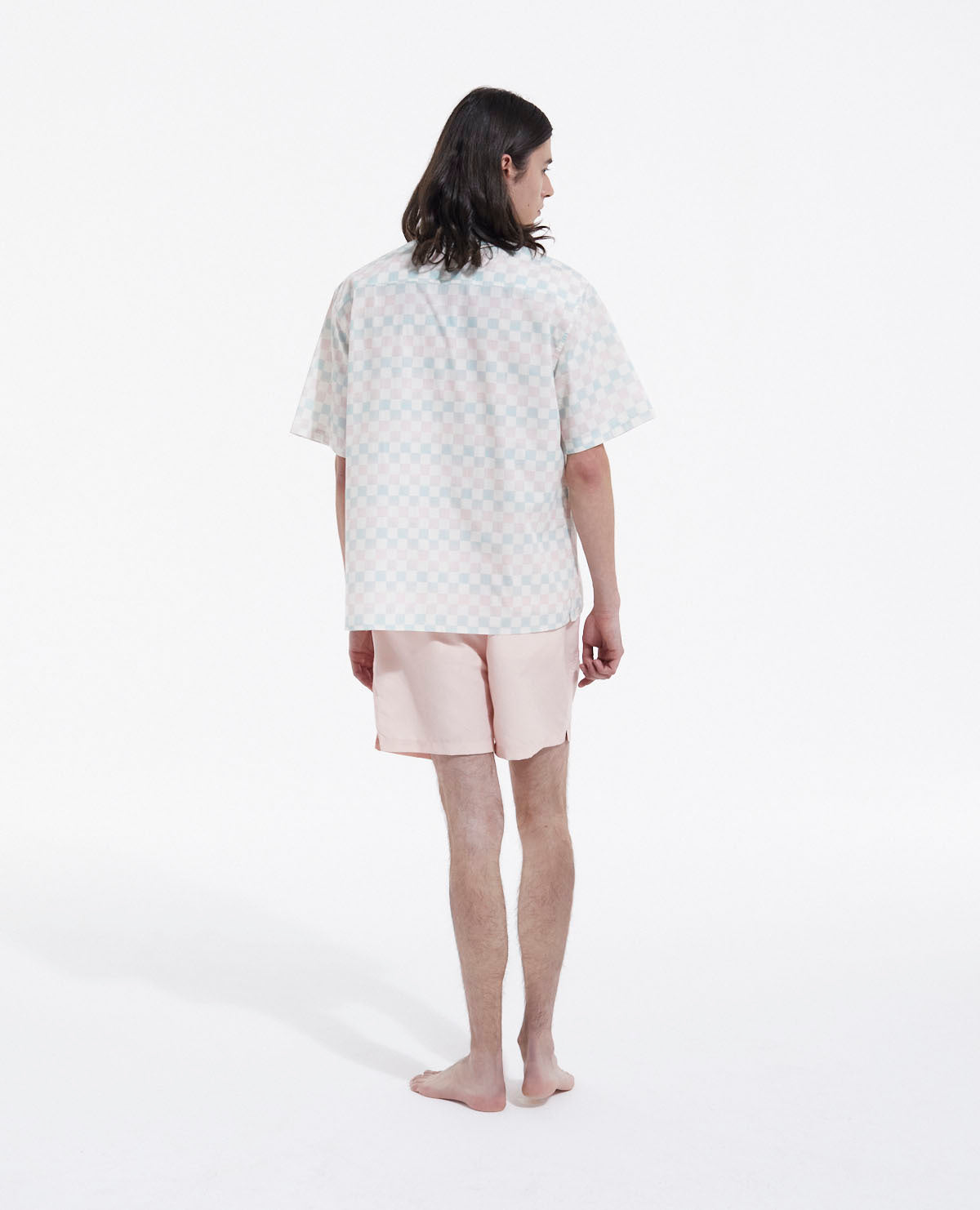 Blue Printed Loose-Fitting Shirt | Men | Pastel Pink