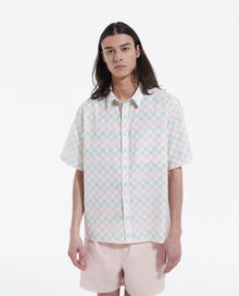 Blue Printed Loose-Fitting Shirt | Men | Pastel Pink