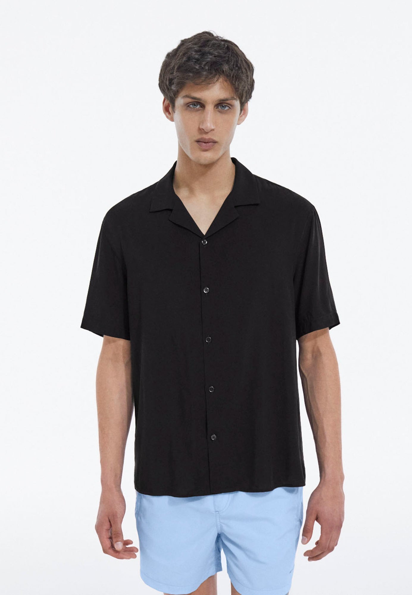 Loose-Fitting Buttoned Shirt | Men | Black