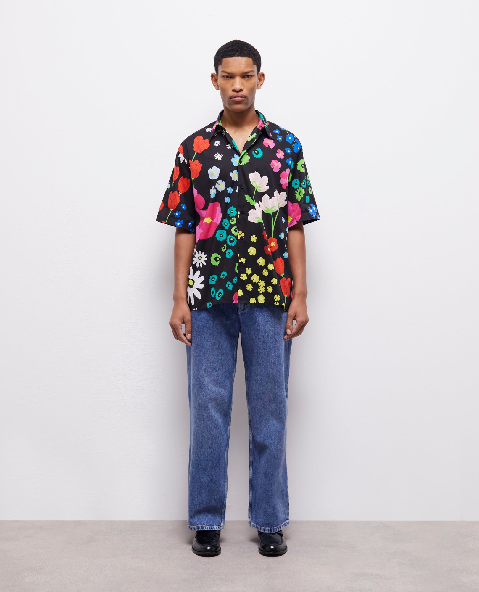 Printed Cotton Shirt | Men | Multicolorlor x Black