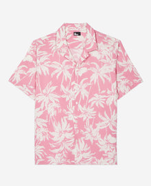 Palm Tree Print Short Sleeve Shirt | Men | Pink x White