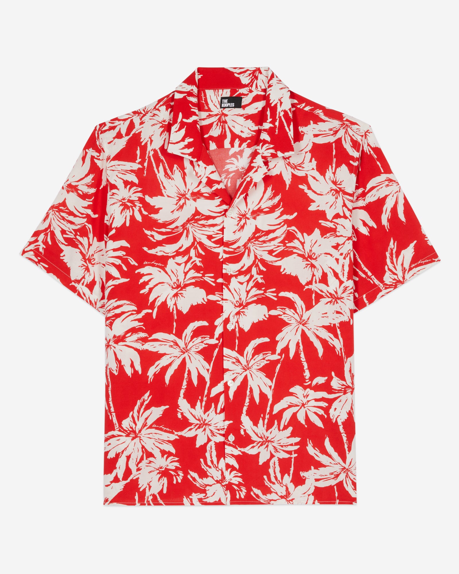 Palm Tree Print Short Sleeve Shirt | Men | Red x White