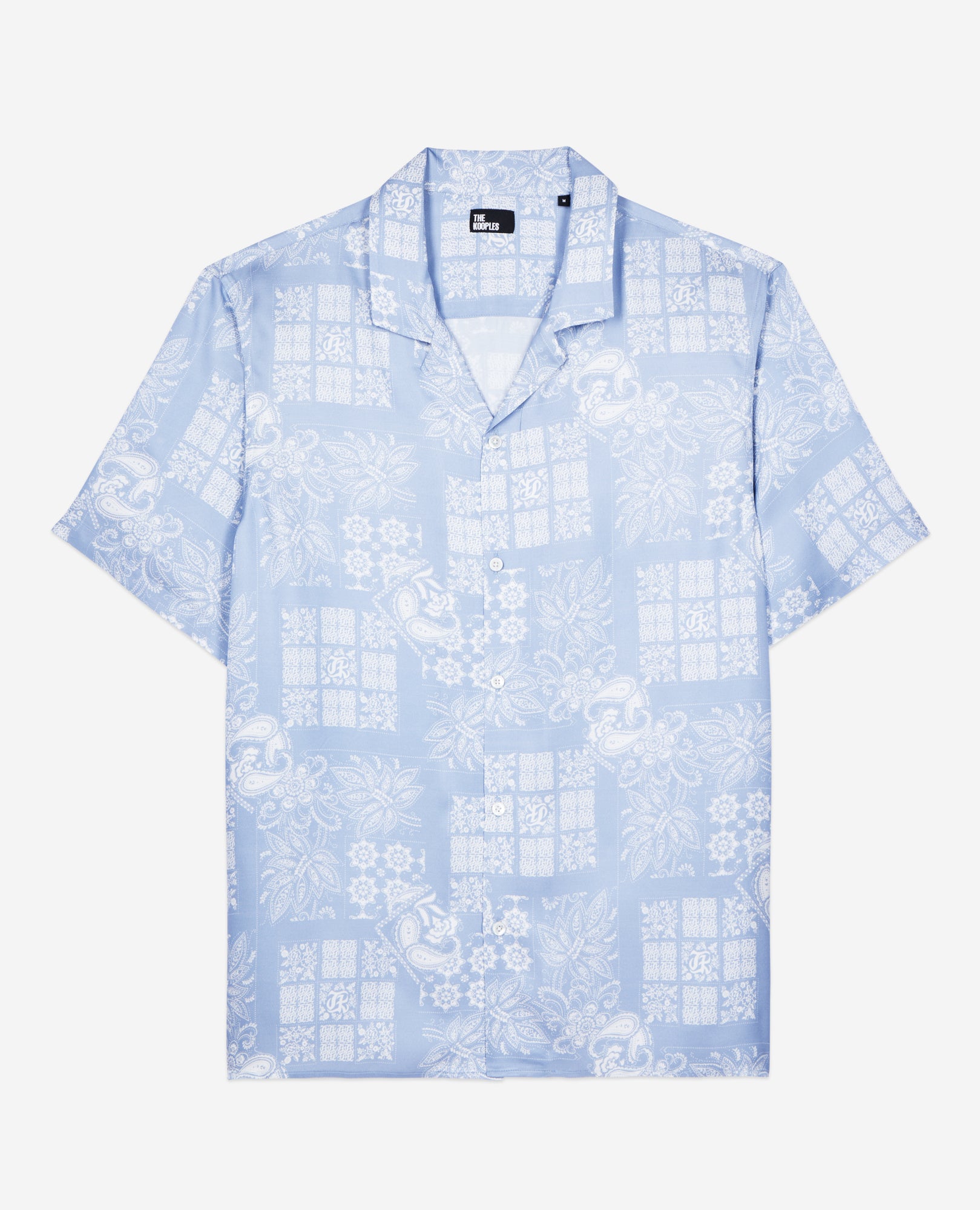 Paisley Print Short Sleeve Shirt | Men | White x Sky Blue