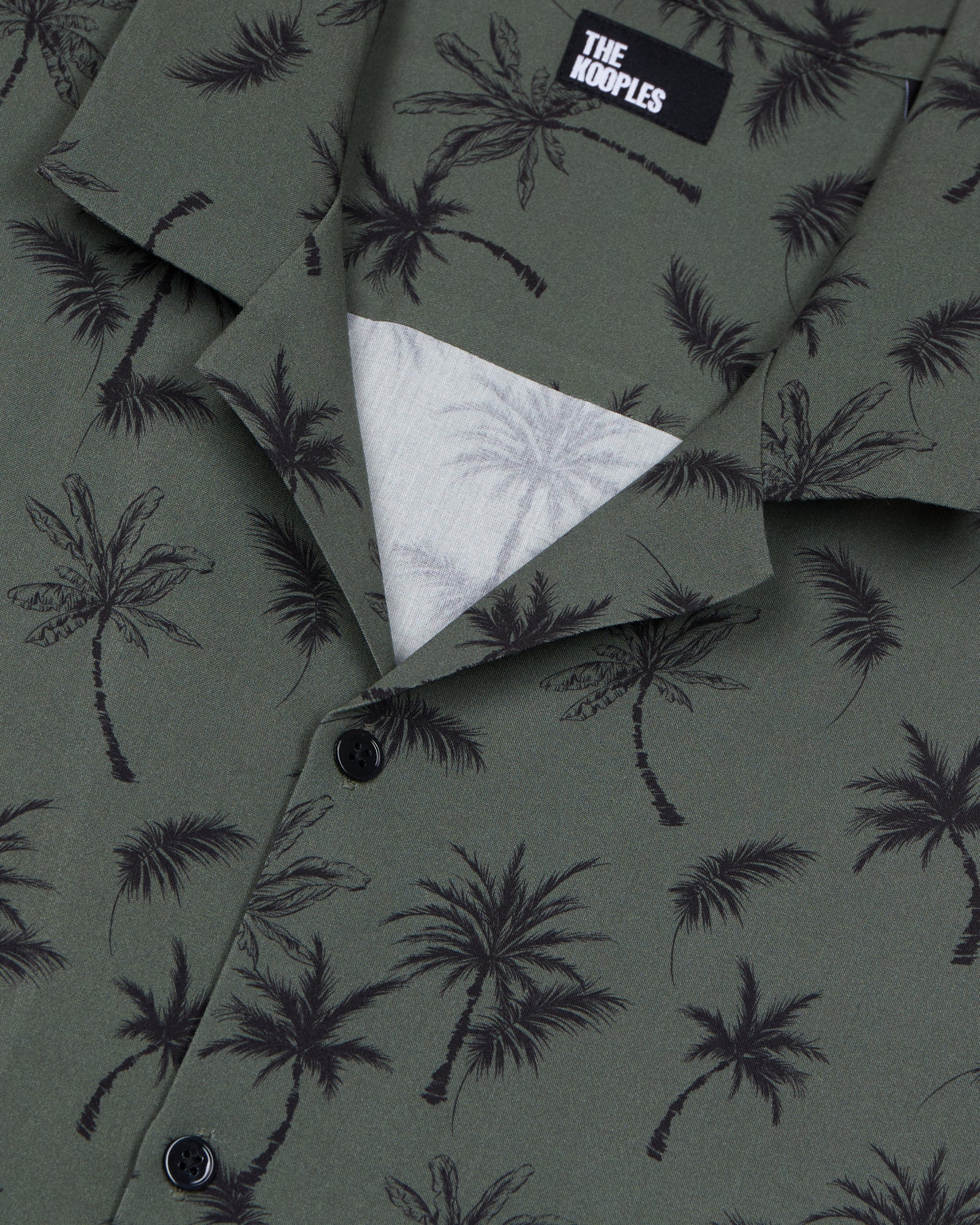 Khaki Palm Tree Print Short Sleeve Shirt | Men | Khaki Black