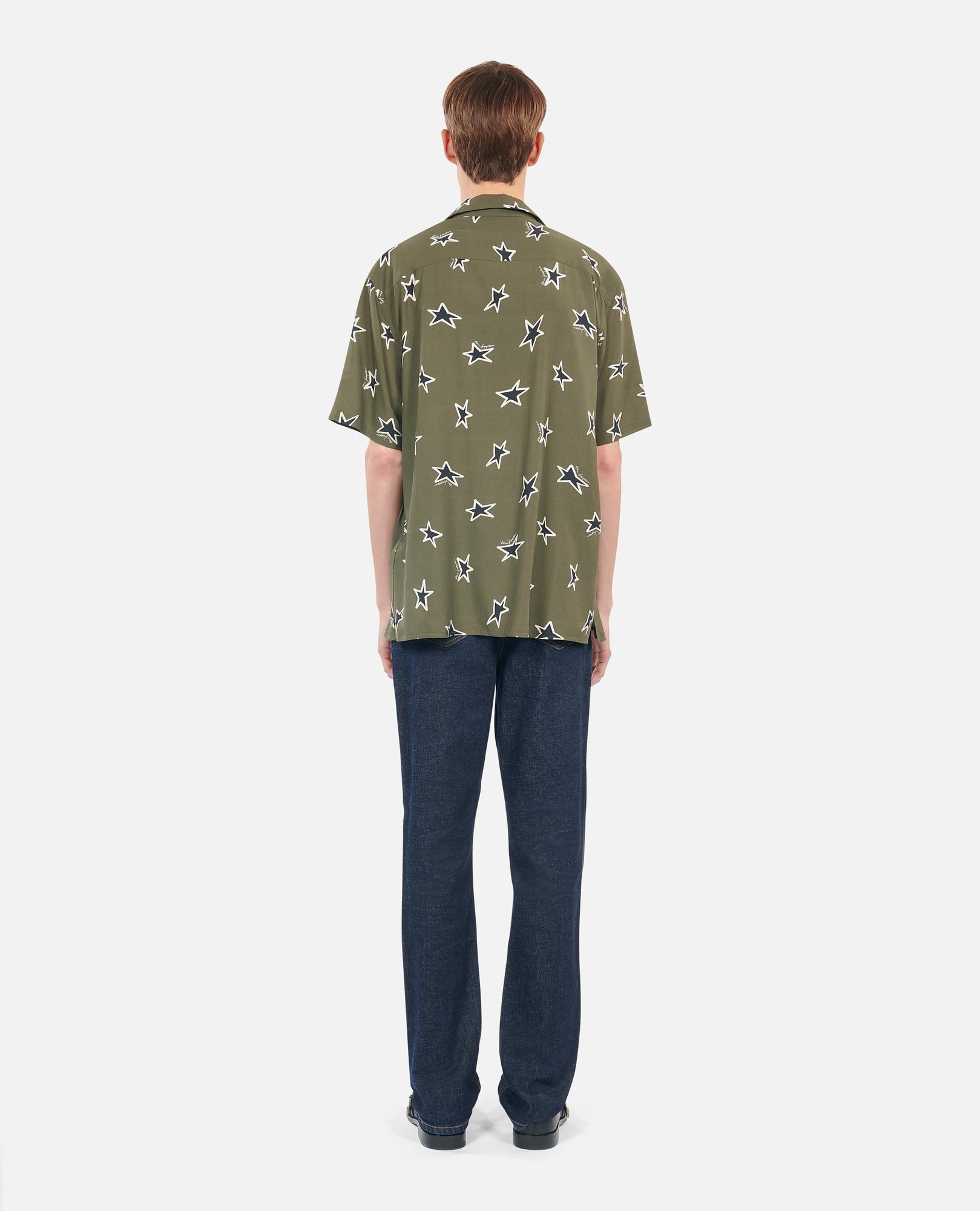 Short-Sleeved Star Printed Shirt | Men | Khaki Black