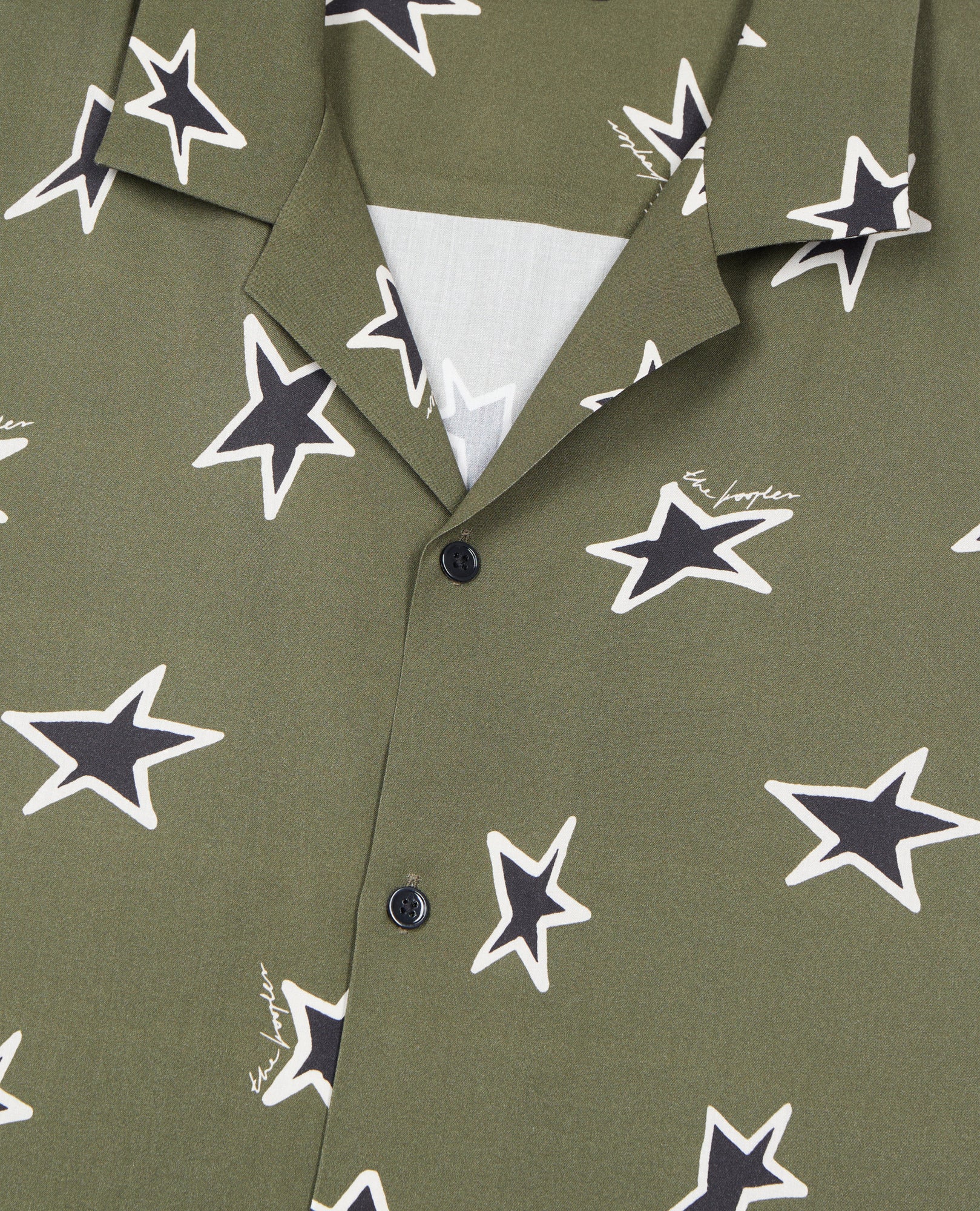 Short-Sleeved Star Printed Shirt | Men | Khaki Black