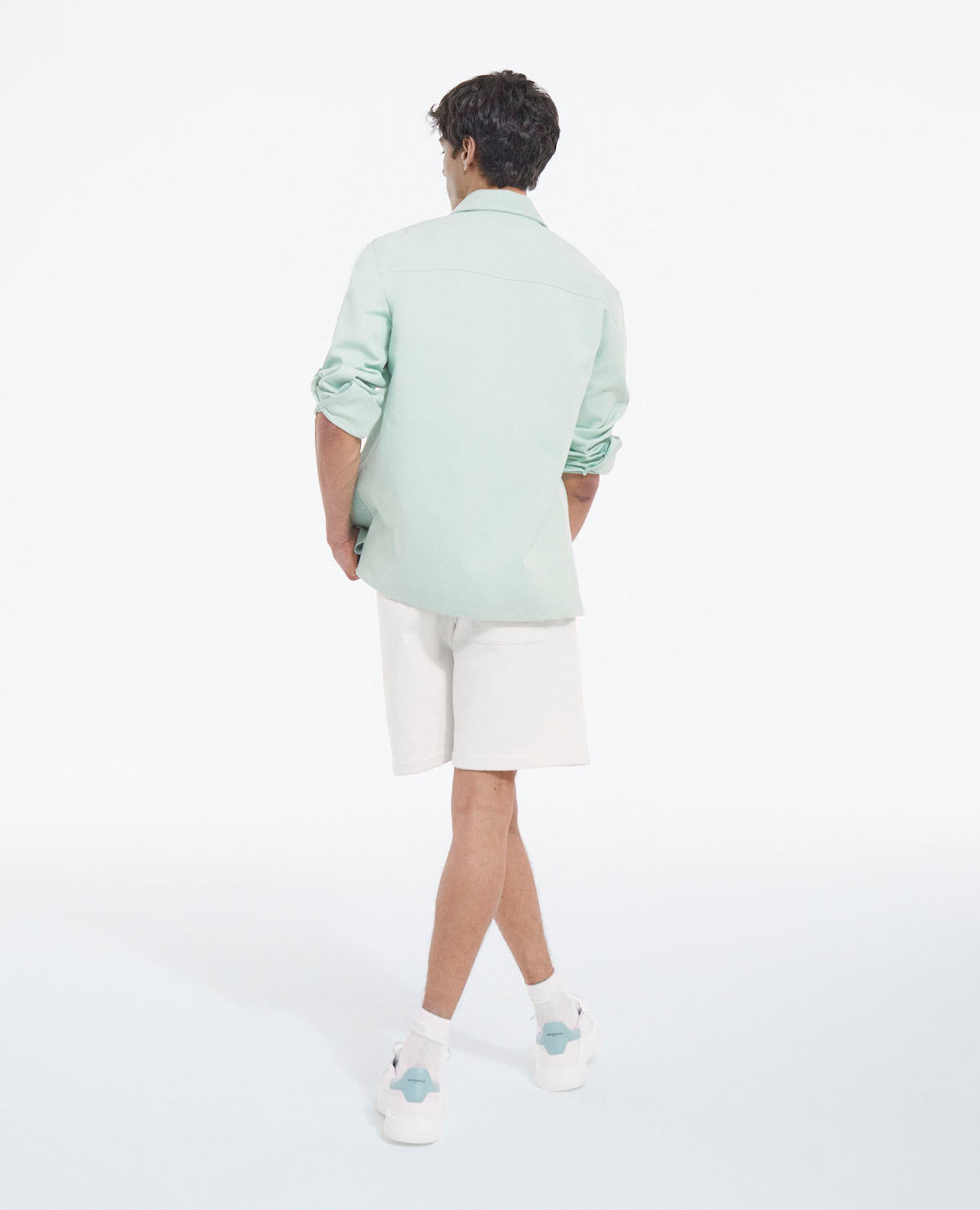 Light Cotton Shirt With Patch Pockets | Men | Green Water