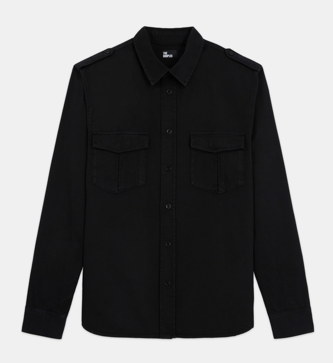 Black Classic Collar Denim Shirt | Men | Stone Grey