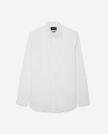 Slim-Fit Cotton Poplin Shirt With Plastron | Men | White