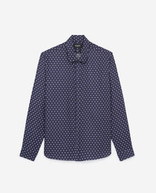 Classic Collar Polka Dot Printed Blue Shirt | Men | Navy x Offwhite