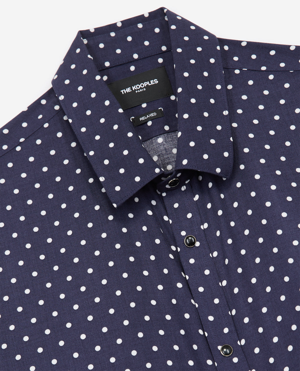 Classic Collar Polka Dot Printed Blue Shirt | Men | Navy x Offwhite