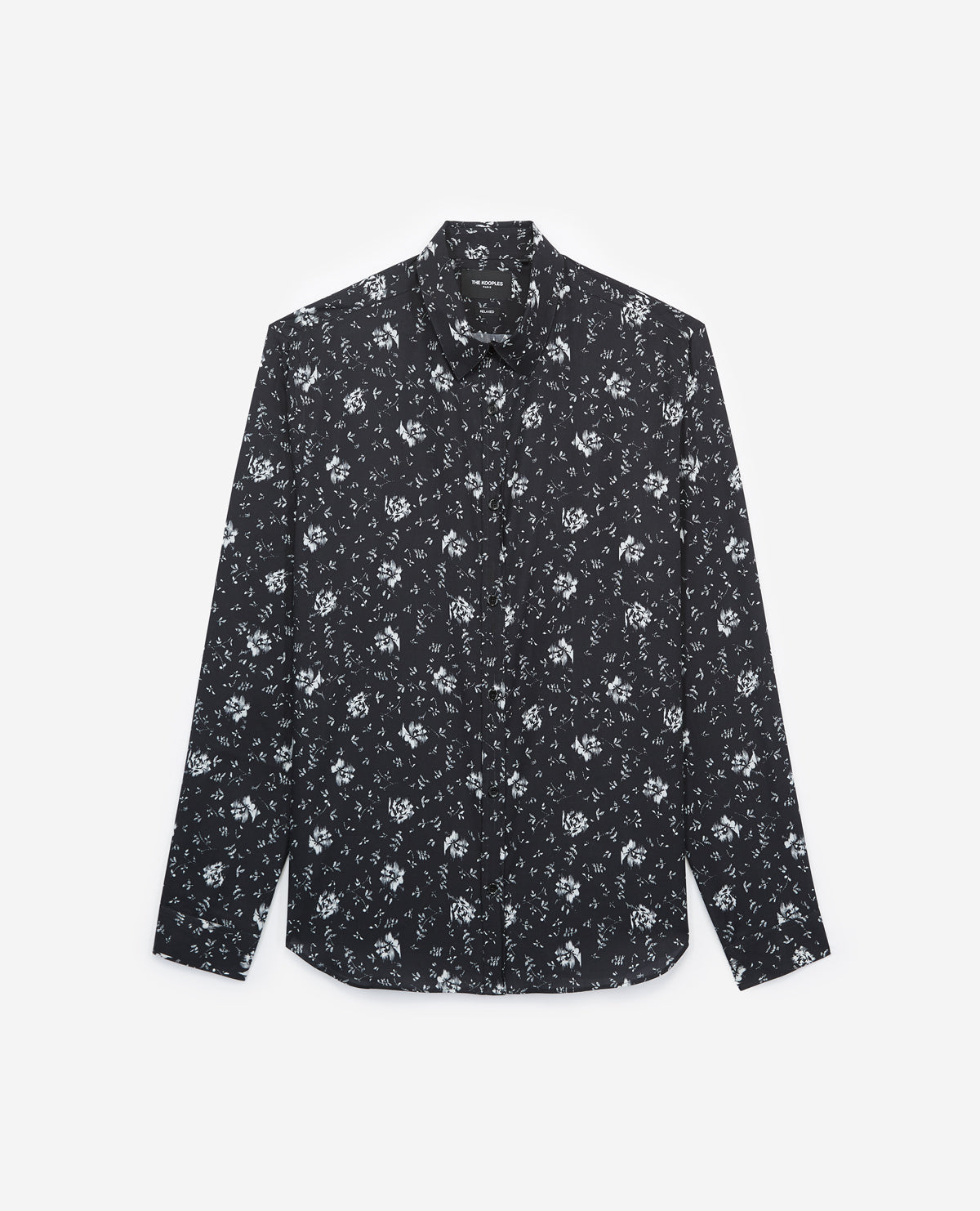 Floral Print Classic Collar Shirt | Men | Black x White