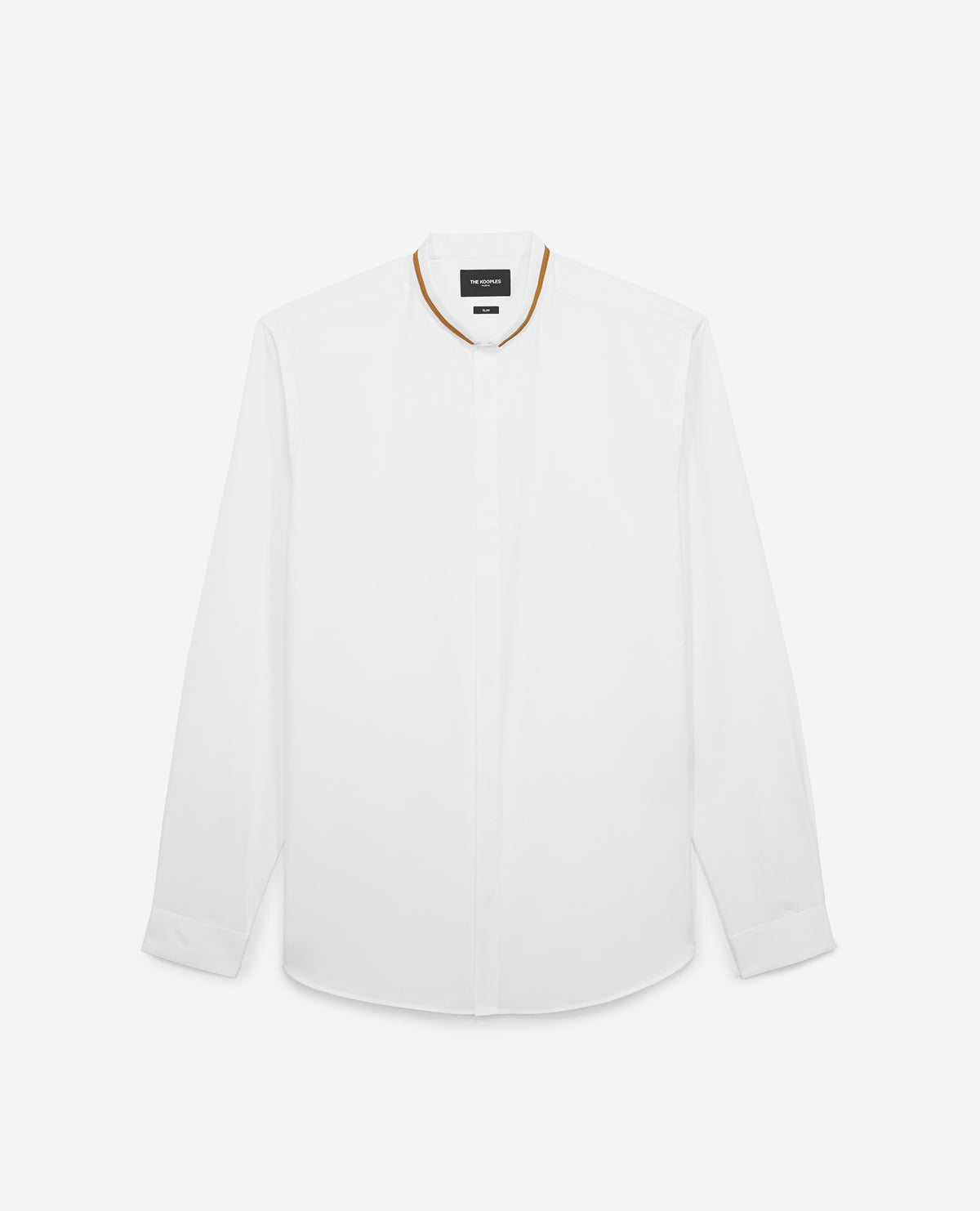 Cotton Officer Collar Shirt With Stripe | Men | White