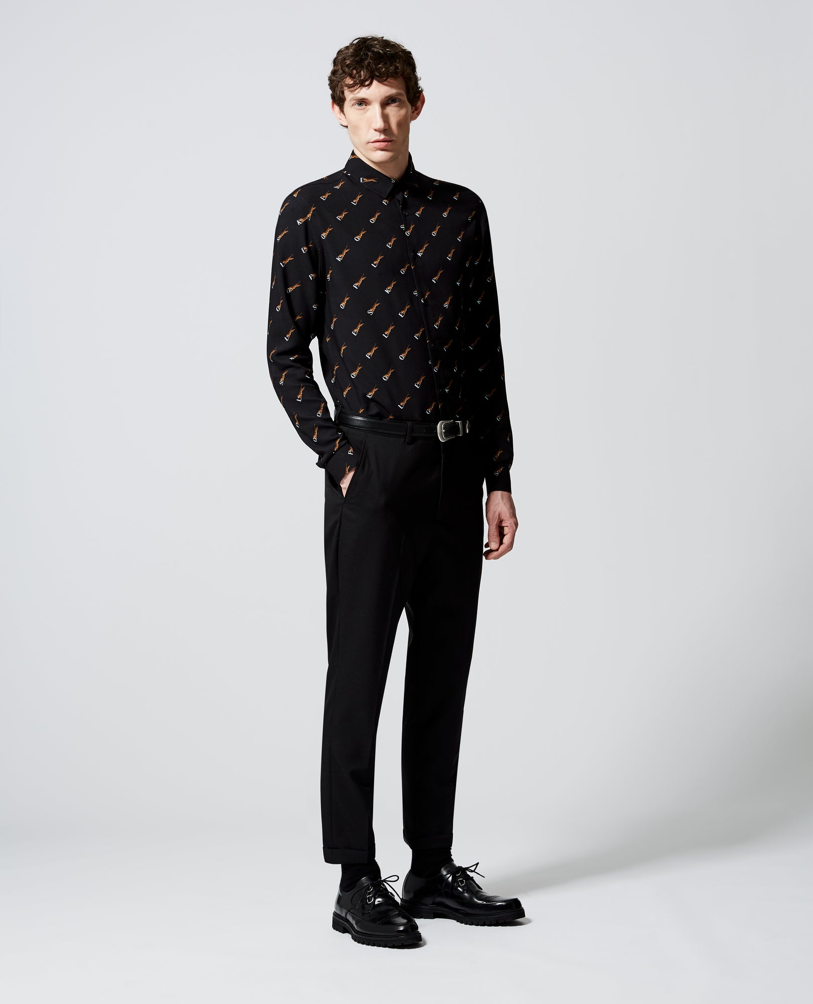 Printed Shirt With The Kooples Logo | Men | Black x White