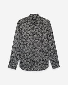 Printed Slim-Fit Shirt W/Paisley Motif | Men | Black x White