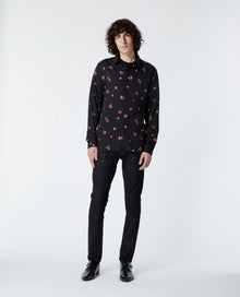 Shirt With Classic Collar And Floral Print | Men | Black x Pink