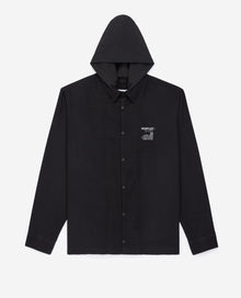 Buttoned Hooded Cotton Shirt | Men | Black