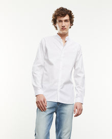 Cotton Shirt With Micro Print | Men | White