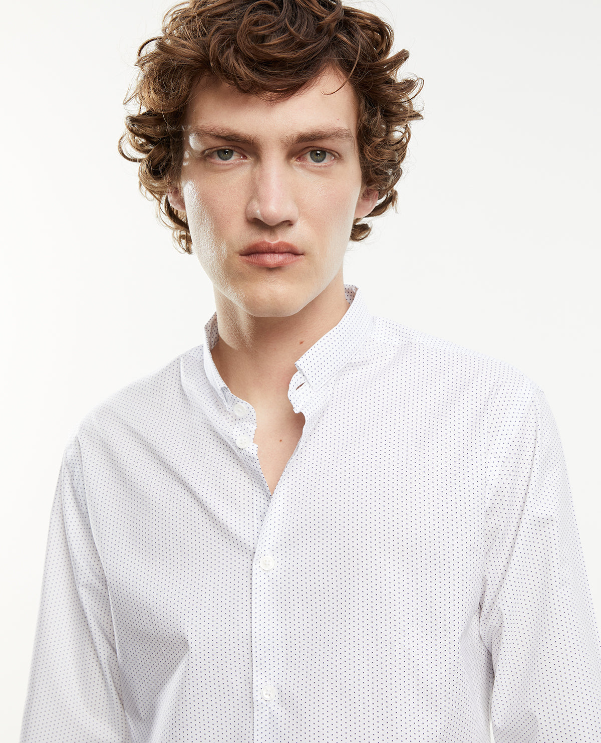 Cotton Shirt With Micro Print | Men | White