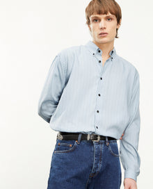 Blue Striped Shirt With Classic Collar | Men | Sky