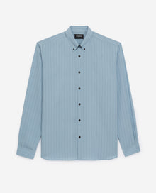 Blue Striped Shirt With Classic Collar | Men | Sky