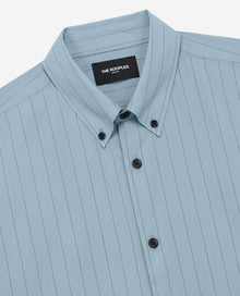 Blue Striped Shirt With Classic Collar | Men | Sky