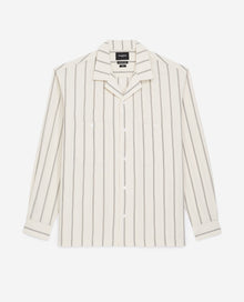 Off-White Cotton Shirt With Stripes | Men | Beige Grey