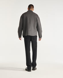 Flecked Gray Wool Shirt With Classic Collar | Men | Grey