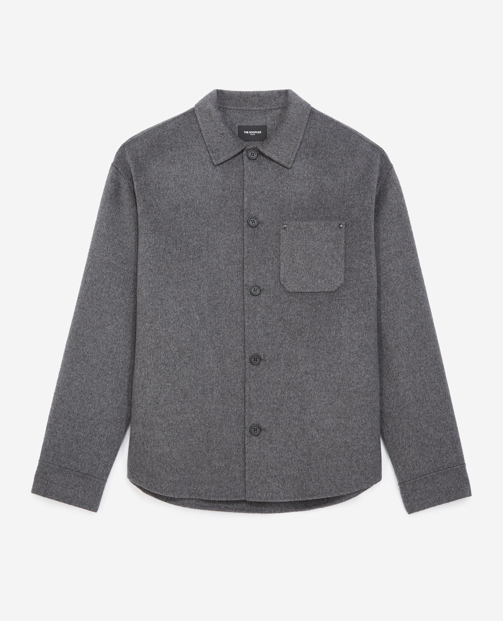 Flecked Gray Wool Shirt With Classic Collar | Men | Grey