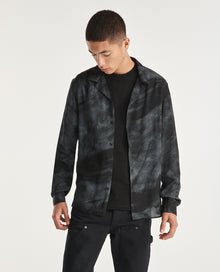 Flowing Gray And White Printed Shirt | Men | Anthracite